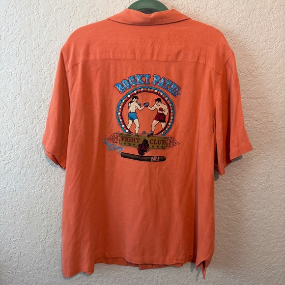 Rocky Patel Other - Rocky Patel Fight Club Embroidered Silk Button Down Shirt Large Orange Boxing